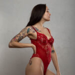Ayeonna Gabrielle wearing red body suit