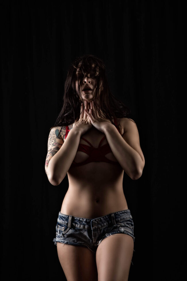 Dark Glamour image of Ayeonna Gabrielle in jean shorts