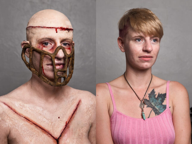 4eva.blonde-bald-red-head-chest-cut-gash-knifed-spooky-dark-art-moore-oklahoma