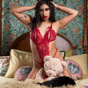 mary-king-red-lingerie-bodysuit-teddy-stuffed-animals-oklahoma-city-ok
