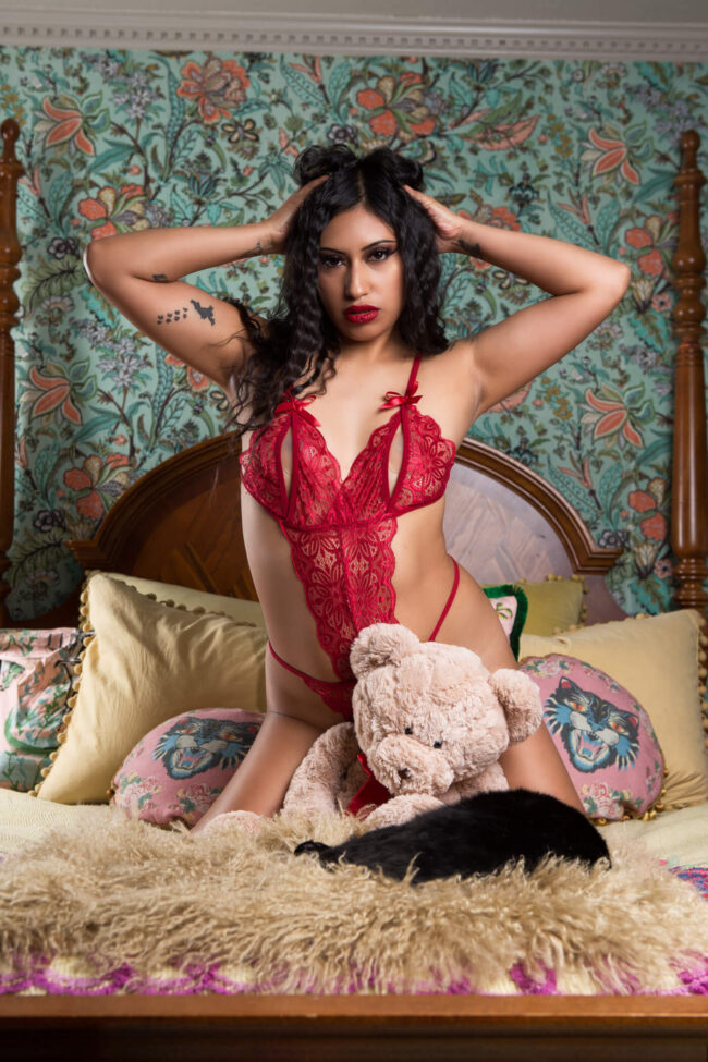 mary-king-red-lingerie-bodysuit-teddy-stuffed-animals-oklahoma-city-ok
