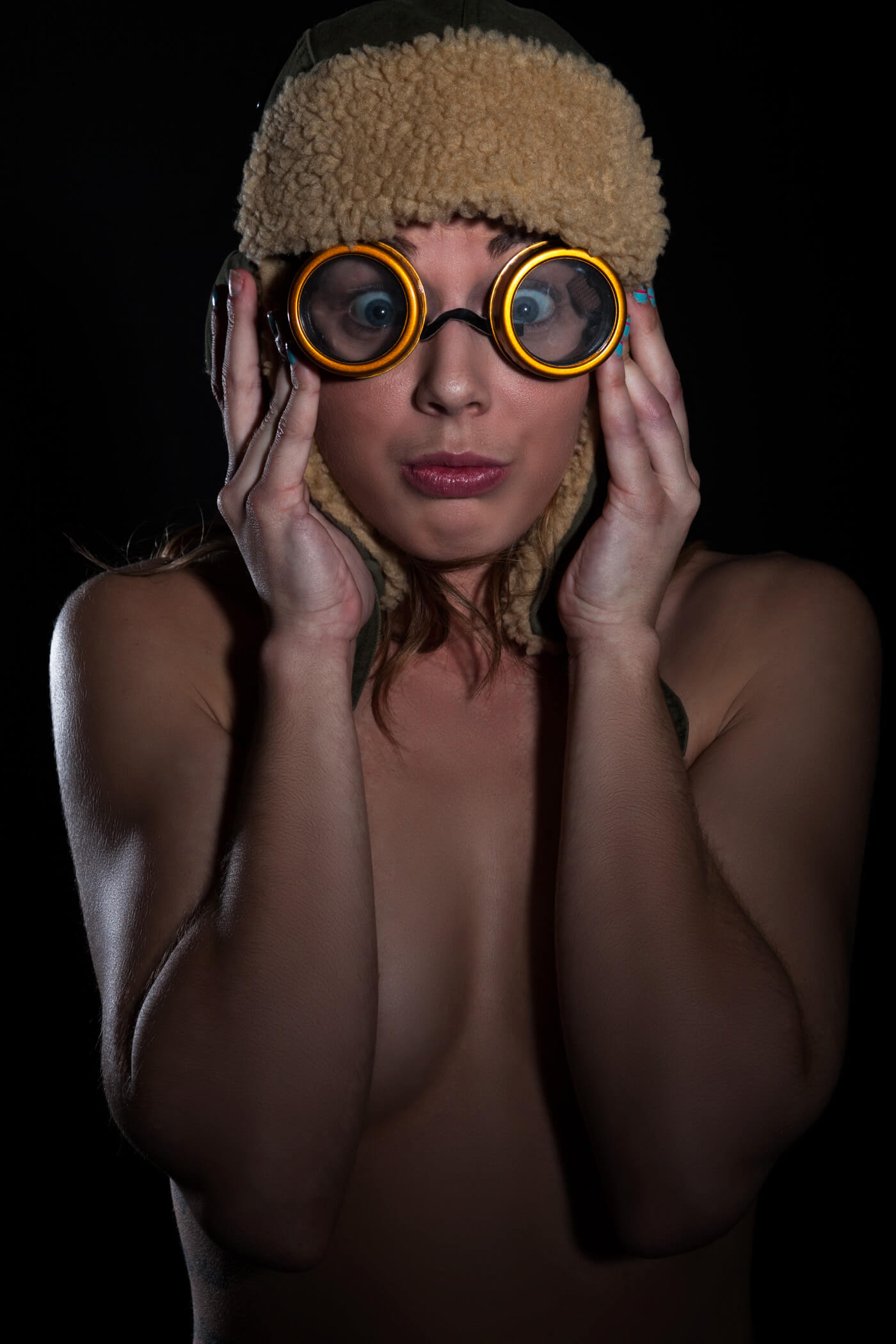 bee-brunson-aviator-hat-goggles-topless-woodward-ok