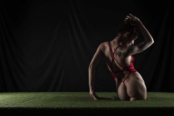 ayeonna-gabrielle-grass-portal-jumping-bodysuit-red-dark-themed-portraits-dallas-tx