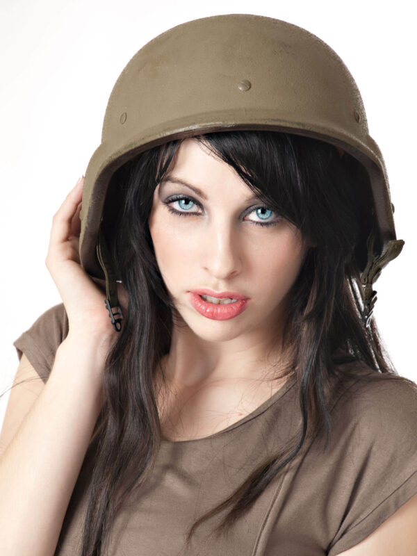 jem-model-brown-skirt-militia-helmet-north-carolina-model