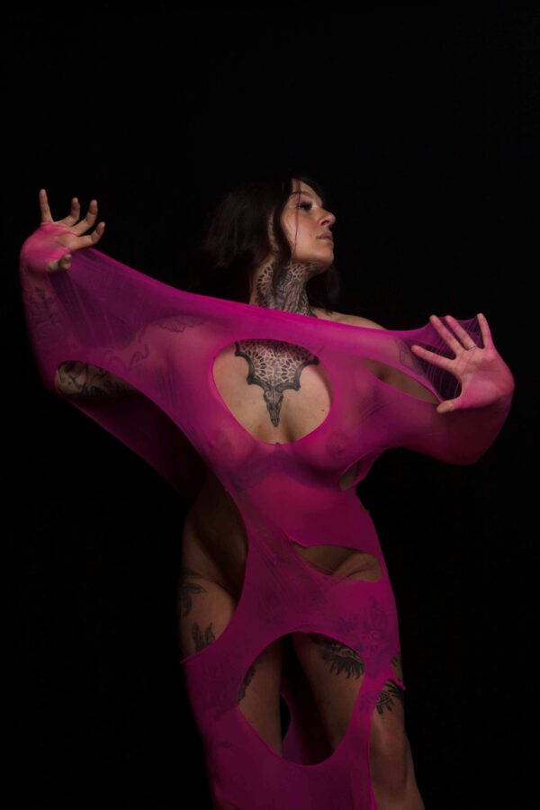 lulu-loud-hot-pink-pantyhose-tattoo-dark-themed-photoshoot-oklahoma-city-ok