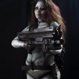stephanie-flores-creative-body-paint-alien-hunter-themed-photography-props-dallas-tx