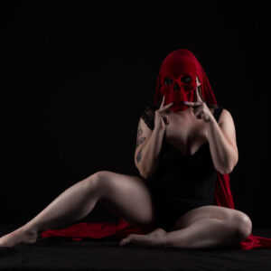 Jades Oakes red mask boudoir shoot Subtle Shades Photography Norman OK