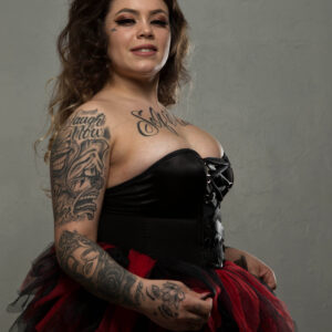 Casey josephine red black tutu tattoo portrait Subtle Shades Photography