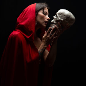 Gema Khaos red cloaked skull photography shoot Subtle Shades Photography