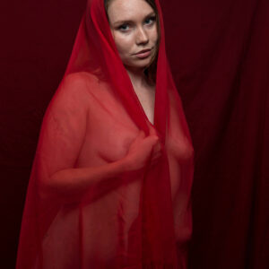 Remedy red sheer themed boudoir portrait session Oklahoma City photographer