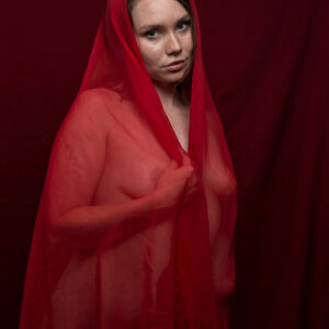 Remedy red sheer themed boudoir portrait session Oklahoma City photographer
