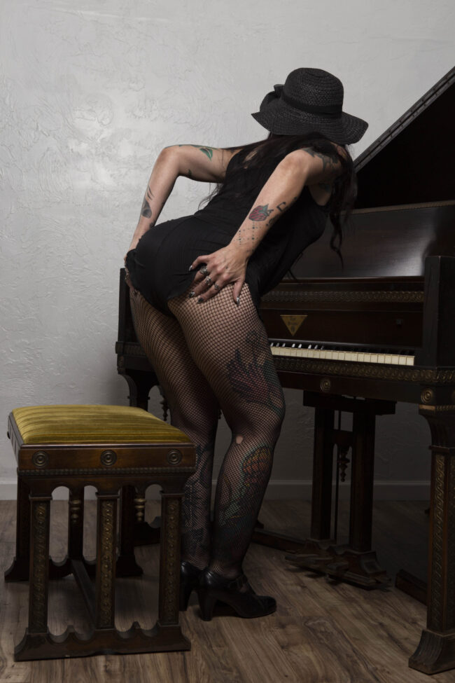 Performance of Ink Ladye Laine performance themed photo shoot Moore OK