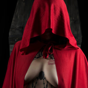 Ladye Laine red and flesh dark photography shoot Moore, OK