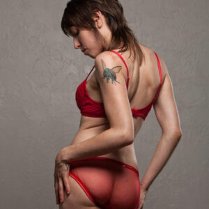 Melancholic red sheer boudoir photographer Subtle Shades Photographer