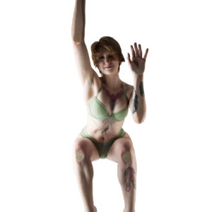 Irina Volkoff Lime green outfit Seen From Below Charlotte North Carolina