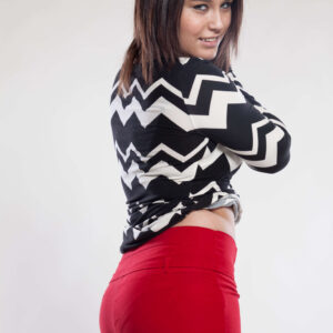 Ashley B black and white top red shorts boudoir themed photo session Oklahoma City OK