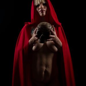 LyricalSiren red clothed skull themed dark art shoot Oklahoma City OK
