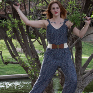 Robin Faye out downtown pink and blue jumper Oklahoma City, OK