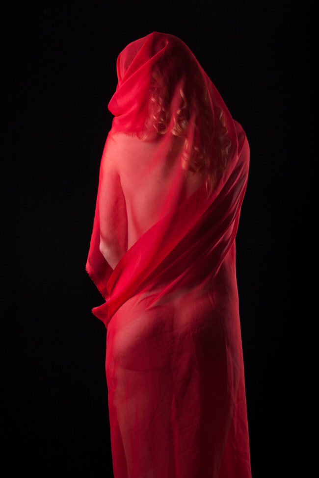 Joey Renee a beautiful body encased red sheer boudoir themed portrait shoot Oklahoma City, OOK