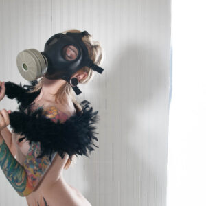 Manchester fallout fem boa feather themed portrait session tattoos Charlotte, NC