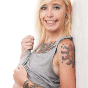Ashley Miller grey tank white bottoms sexy boudoir shoot Oklahoma City, OK