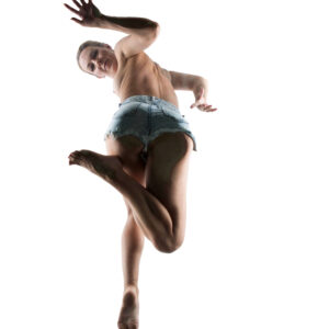 Marie Brooks jean shorts seen from below shoot portrait session European model