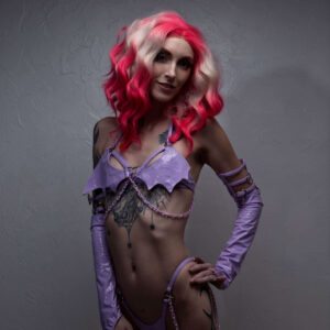 Olyvia Rayne purple bat outfit themed portrait shoot Tulsa, OK