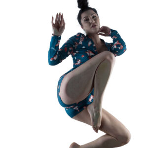 Bella Burke comfy onesie portrait seen from below California